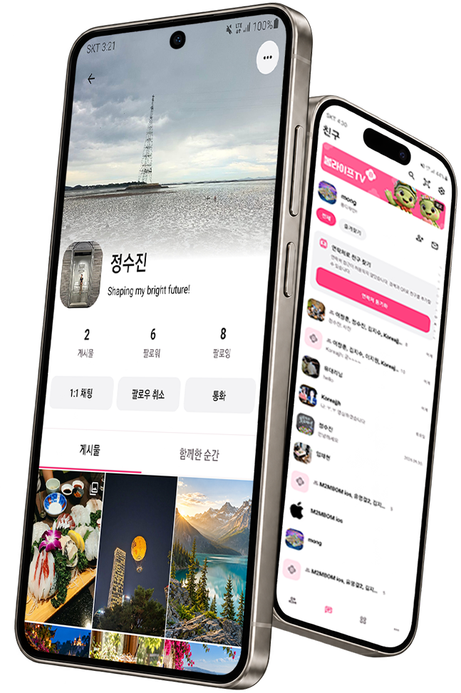 봄톡 프로필과 채팅 화면