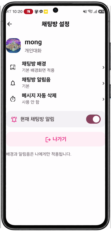 채팅방 설정
